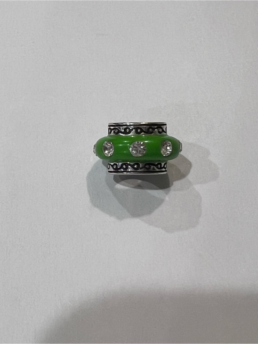 Brighton Green Spacer Bead Charm with Crystal Accents